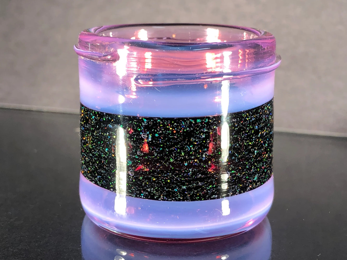 Stargazer/crushed opal jar with threaded lid